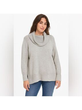 OLSEN Cotton Blend Long Sleeve Cowl Neck Pullover Sweater Cable Detail US Sz 14